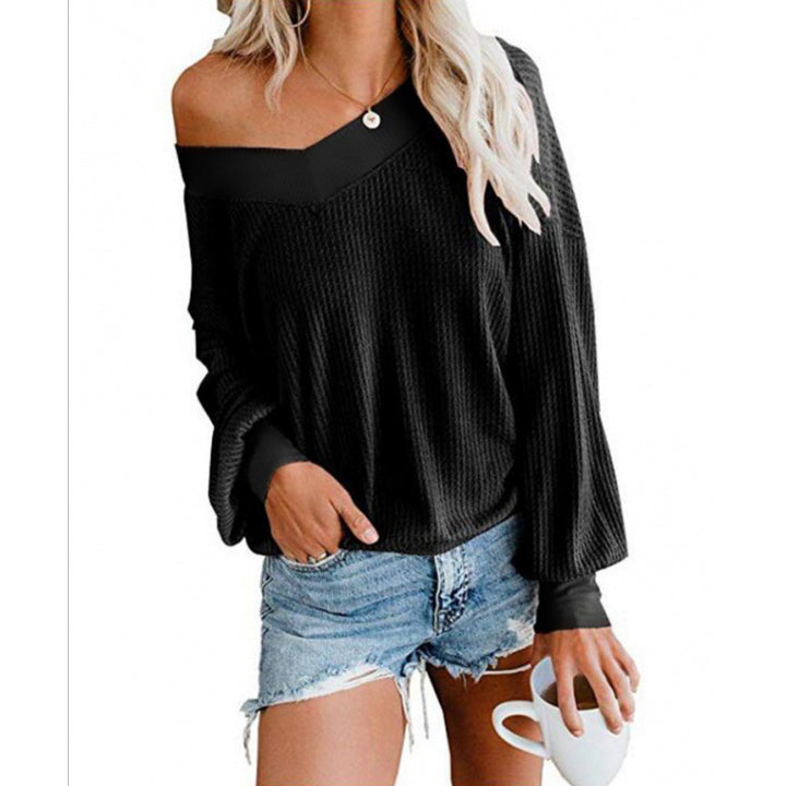 Kvinders Off-Shoulder Strikket Sweater med Voluminøse Ærmer Stilla