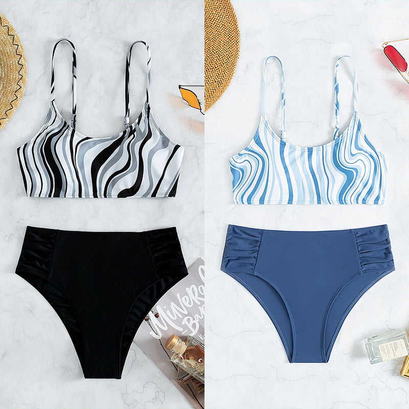 Dame Bikini-sæt med elegant bølgemønster Skovae