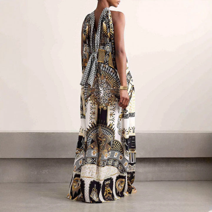 Kvinder Halter Maxi Kjole med kunstnerisk tryk Stilla