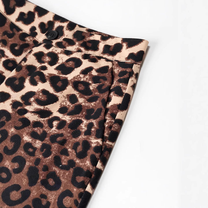 Dame brede Leoprunet-bukser med elastisk talje og eksklusivt design Stilla