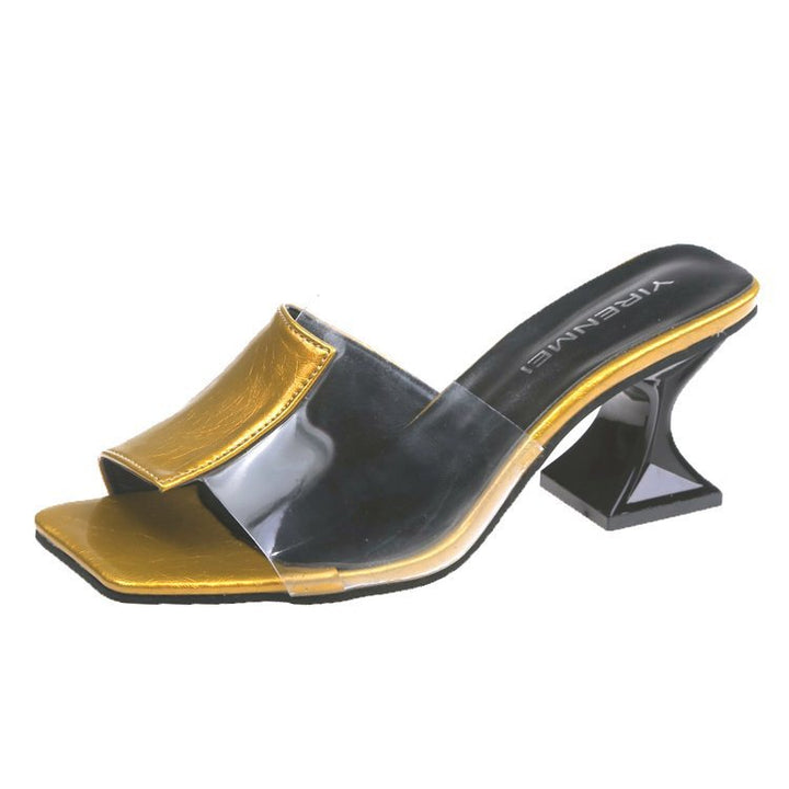 Dame elegante slide-sandaler med glamourøst design og moderigtig blokhæl Stilla