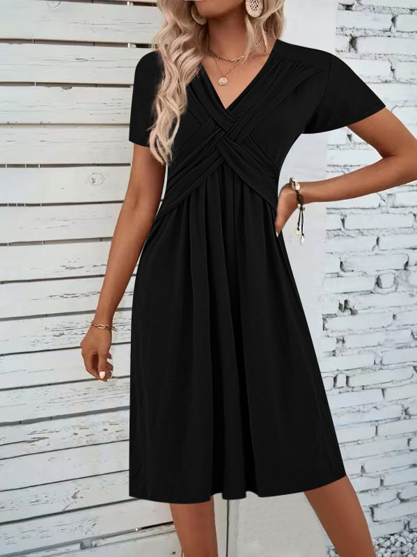 Dame Elegant Drejet Knoten Midi Kjole Stilla