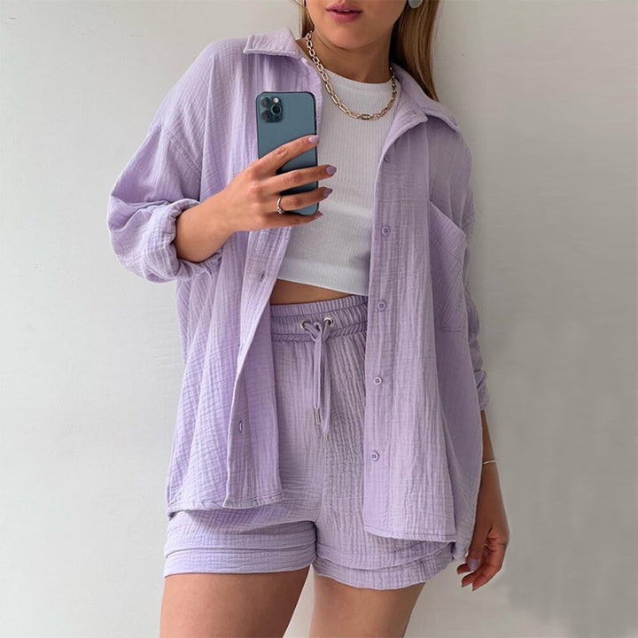 Dame Sommerligt Sæt med afslappet Bluse og Shorts i det ubekymrede Look Stilla
