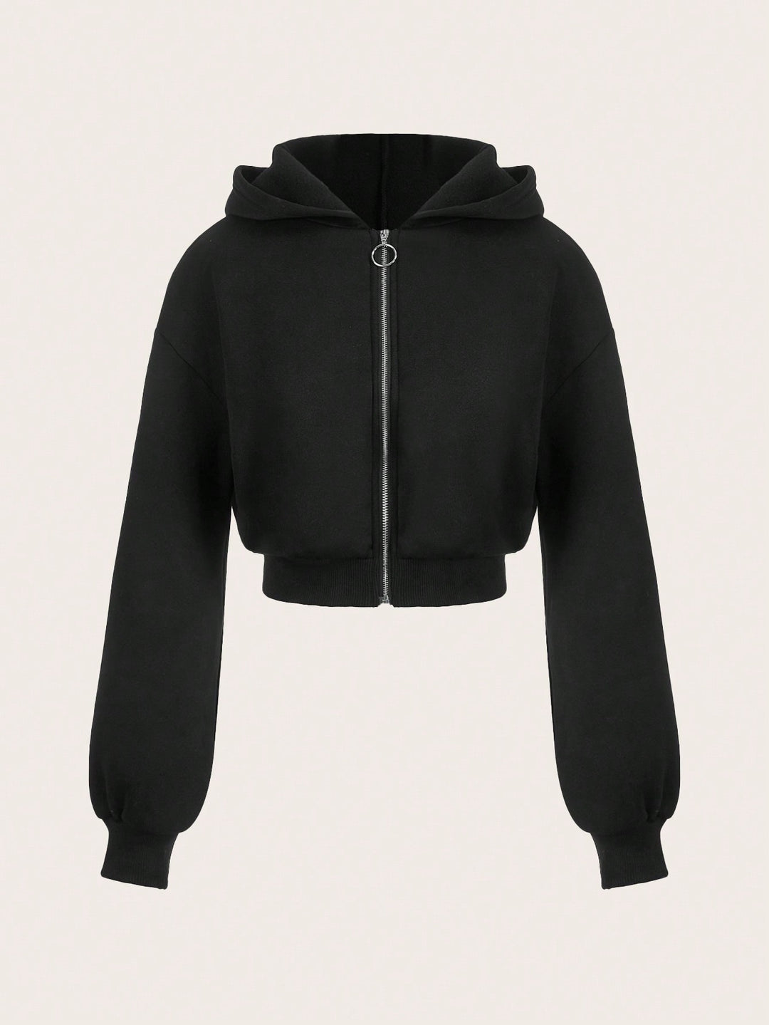 Kvindernes cropped hoodie med innovativ lynlås og voluminøse ærmer Stilla