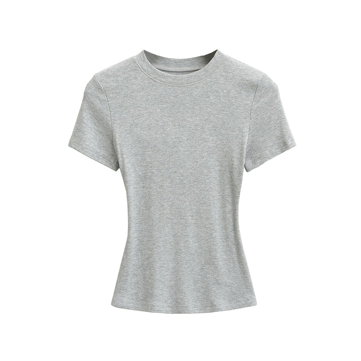 Dame Figurnær Kortærmet T-shirt lavet af højkvalitets ribmateriale med Rundhalset uddybning Stilla