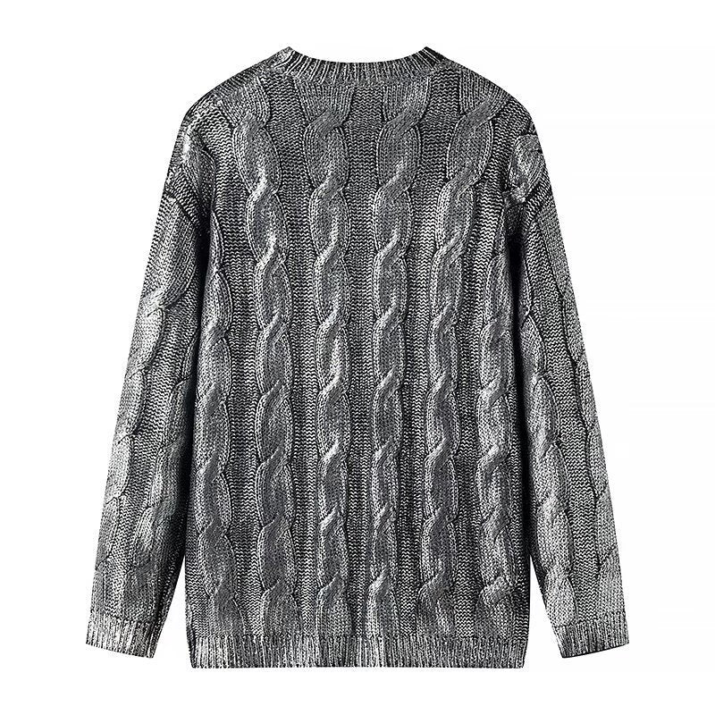 Dame Grovstrikket pullover med elegant strukturmønster Stilla