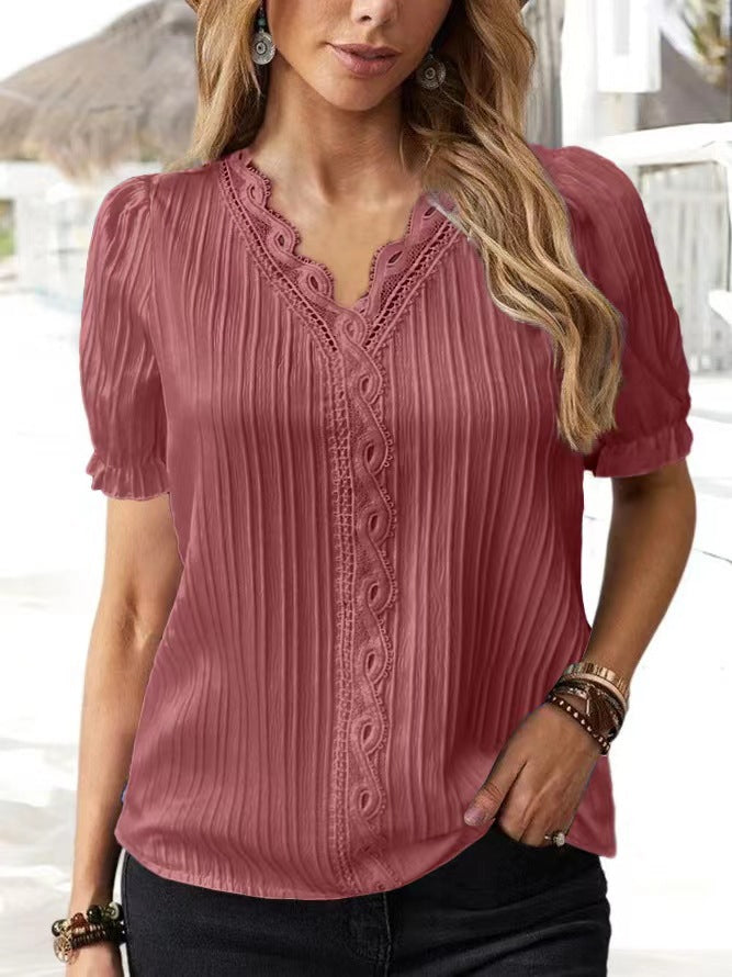 Dame struktureret spidsbort-bluse Stilla