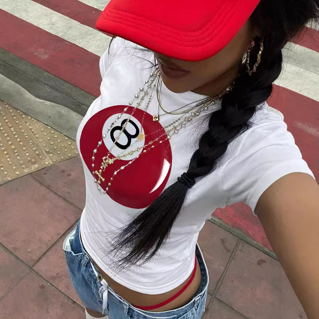 Dame Crop-T-shirt med kreativ telefon-design Skovae