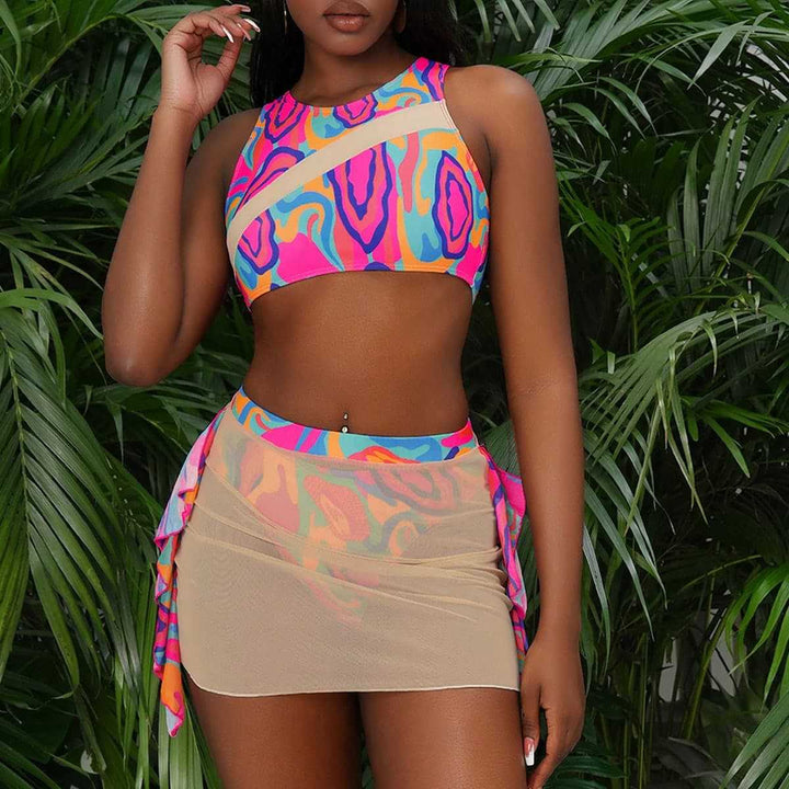 Dame Sport-Bikini med moderigtigt Crop-Top og elegant Wrapskørt-detalje Stilla