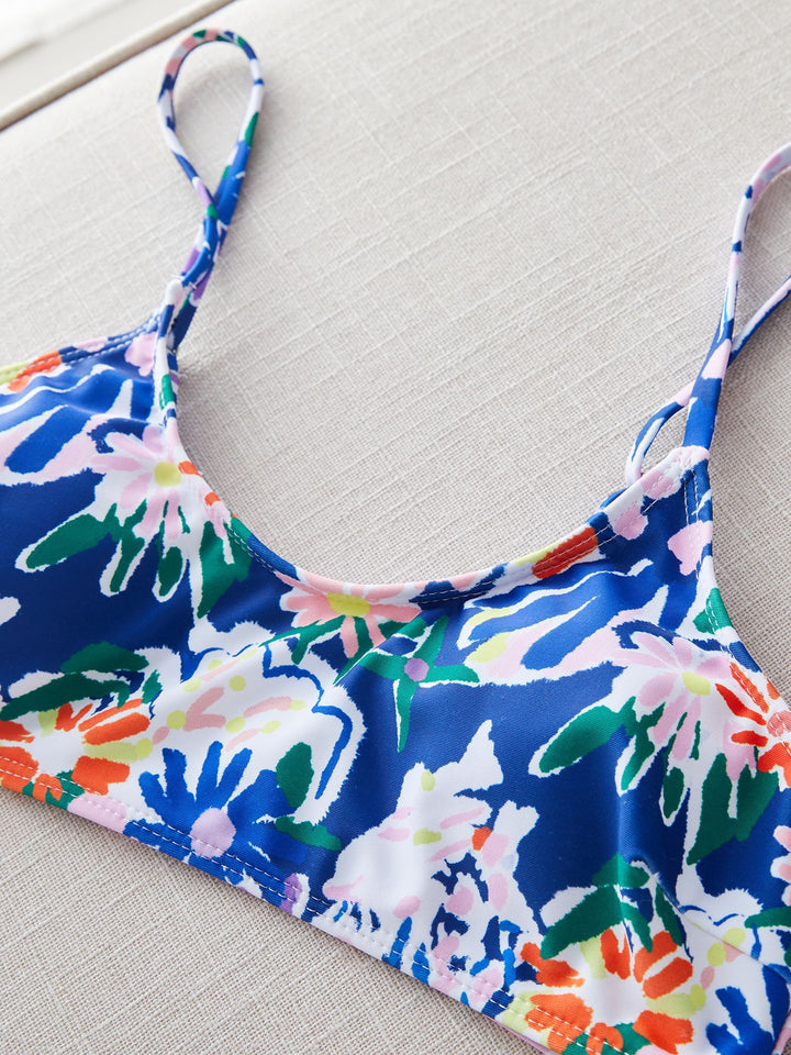 Dame Bikini-sæt med blomstret mønster og justerbare stropper Stilla