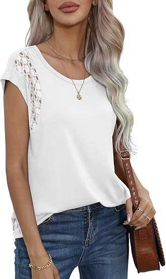 Dame T-shirt med hækle-detaljer Stilla