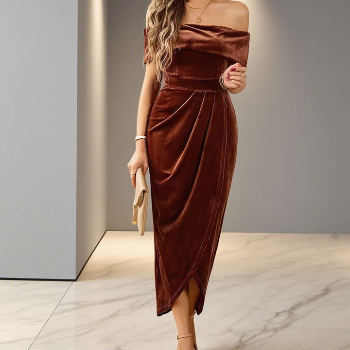 Dame Off-Shoulder Maxikjole med elegante draperinger Skovae