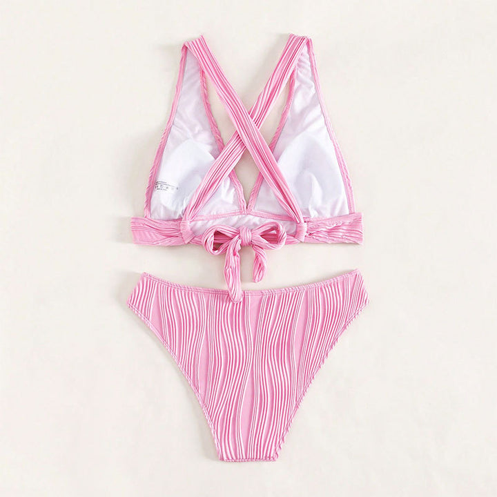 Dame bikini-sæt med høj talje og elegante folder Skovae