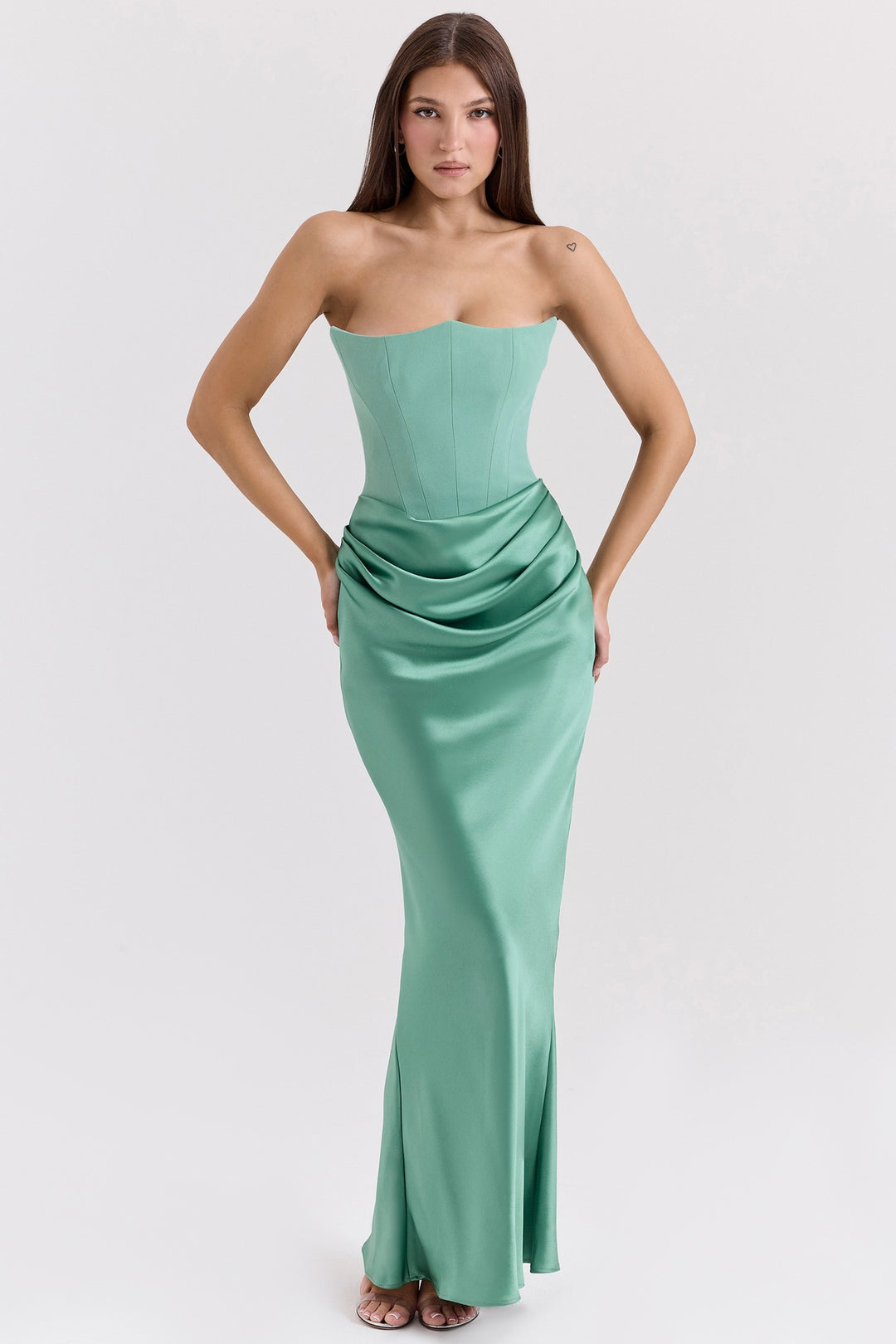Dame Kroppensær Aftenkjole med stilfulde Rynker og elegant Bustier Stilla