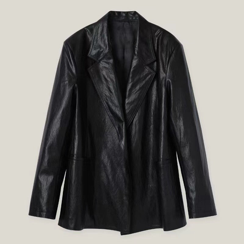 Kvinders oversized faux læder blazer Stilla