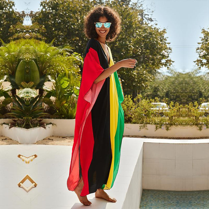 Dame Strandkaftan med iøjnefaldende geometrisk design Stilla