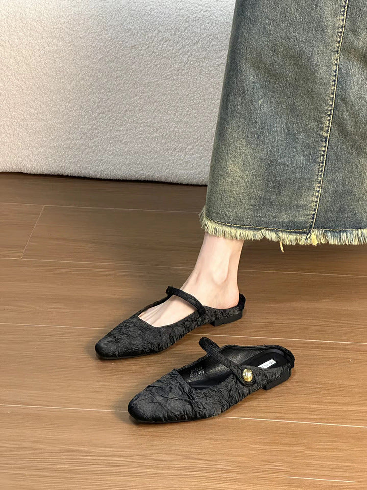 Dame elegant spids Slingback Ballerinas med dekorativ rem Stilla