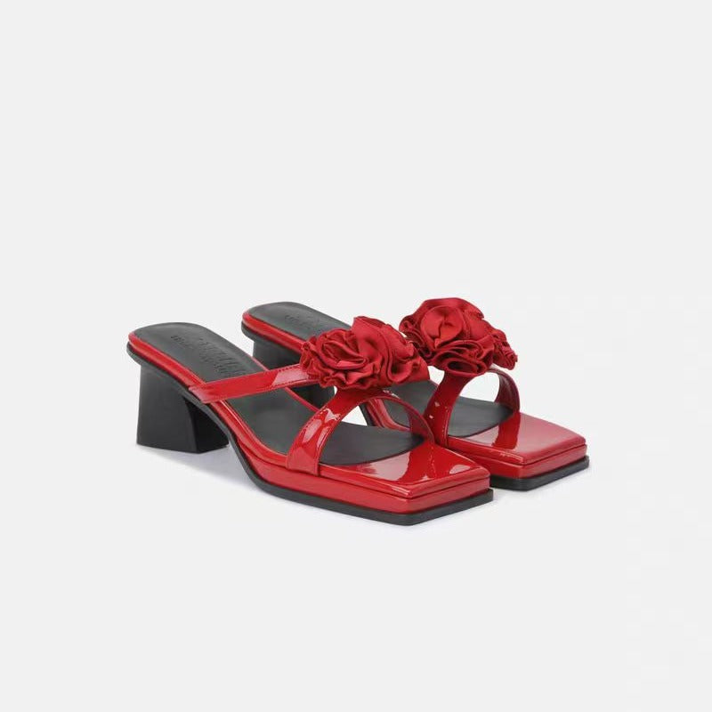 Femme Block Hæl Slide Sandaler med struktureret Rem-Detalje Stilla