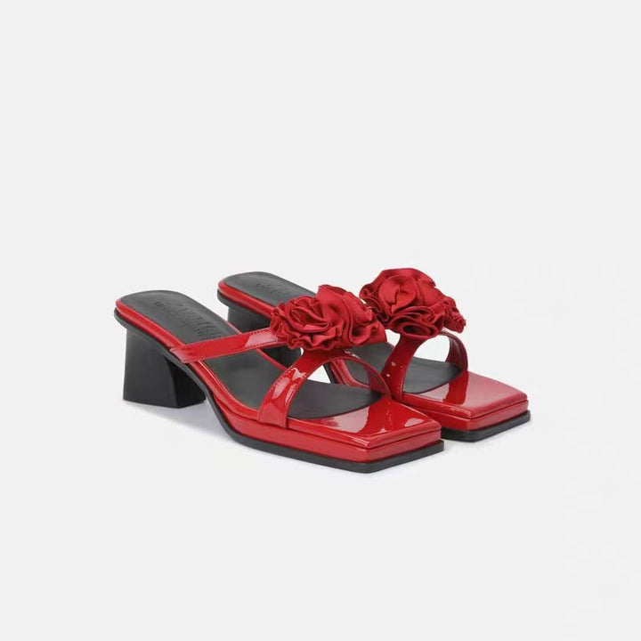 Femme Block Hæl Slide Sandaler med struktureret Rem-Detalje Stilla