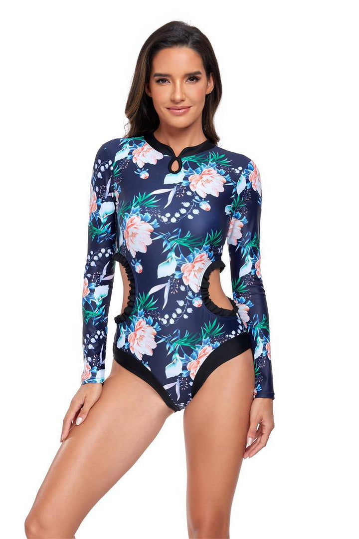 Dame badesuit med lange ærmer og dekorative cut-outs Stilla