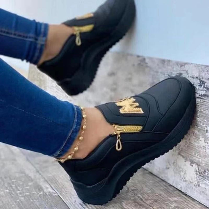 Damer Mode Slip-On Sneakers med charmerende lynlås og dekorative accenter Stilla