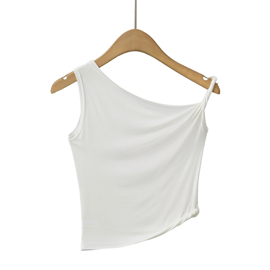 Dame asymmetrisk top med én skulderdesign og moderne draperingsdetaljer Stilla