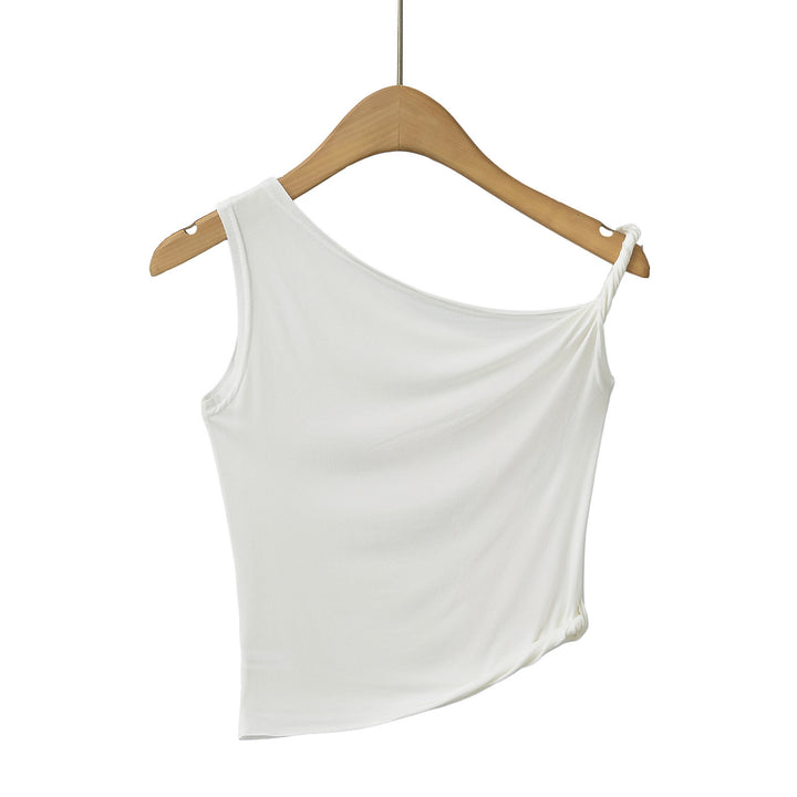 Dame asymmetrisk top med én skulderdesign og moderne draperingsdetaljer Stilla