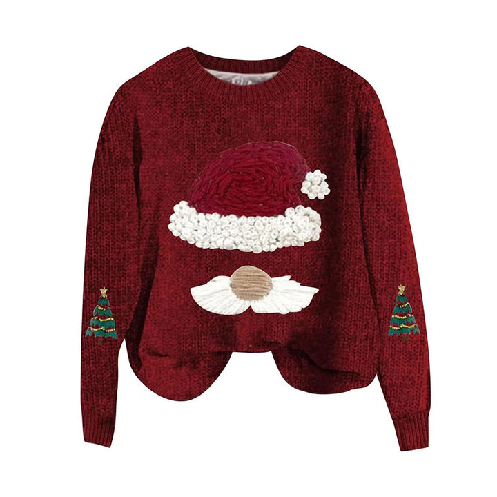 Dame julesweater med broderet julesmand-motiv og afslappet snit Stilla