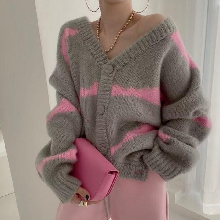Femme Cozy Oversized Strikcardigan Stilla