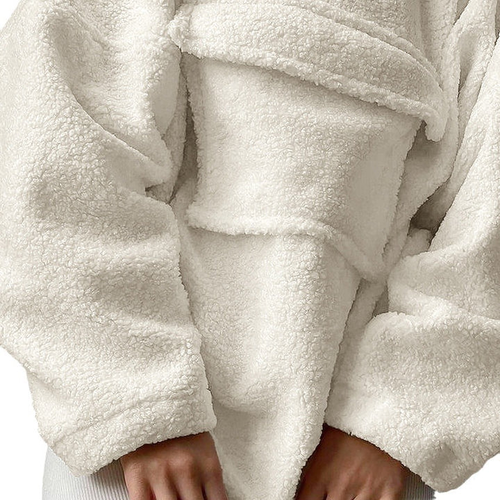 Dame Oversized Fleece-hoodie med hætte og kængurulomme Stilla