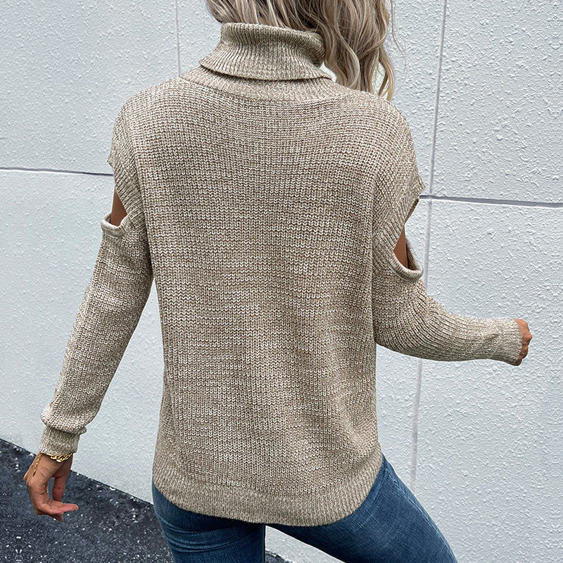Kvindernes fashionable strikkede top med åbne ærmer og grov struktur Stilla