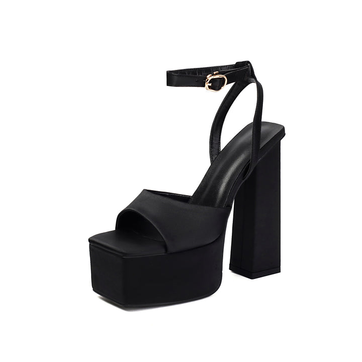 Femme Chunky Heel Platform Sandaler med justerbar ankelrem Stilla