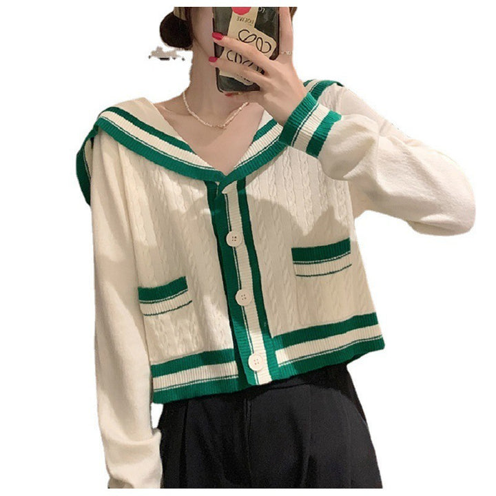Damer casual cardigan med maritim hættekrave og knapdetaljer Stilla