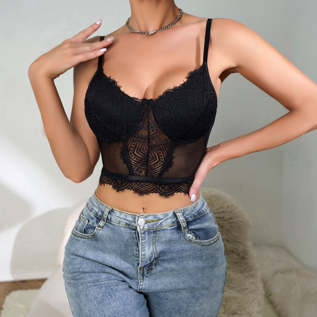 Dame blonde-bustier med gennemsigtige indsatser og raffinerede detaljer Stilla