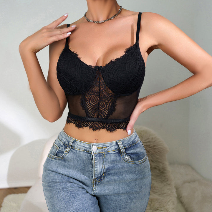 Dame blonde-bustier med gennemsigtige indsatser og raffinerede detaljer Stilla
