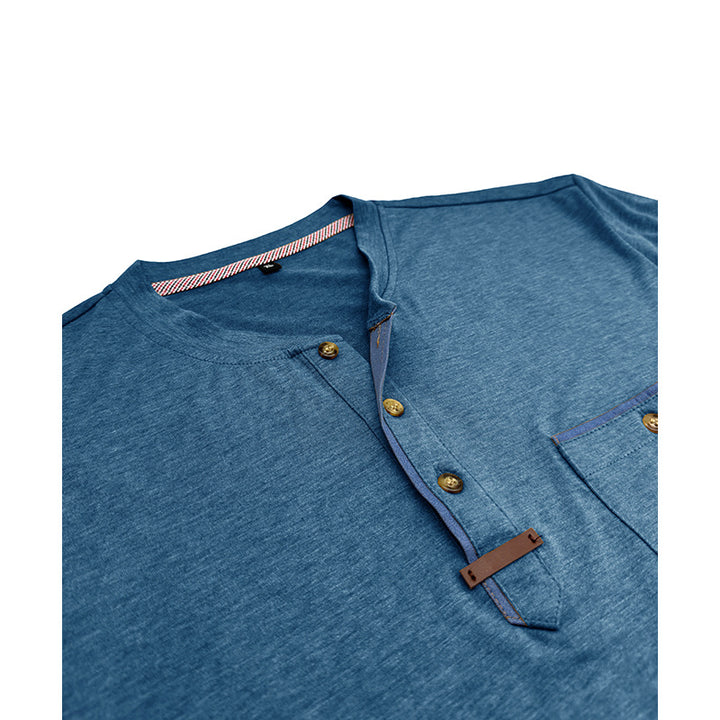 Herrer Kortærmet Henley T-shirt med modiske detaljer Stilla
