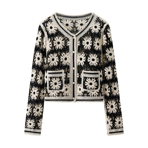 Kvinders stilfulde cardigan med blomsterprint og praktiske lommer Stilla