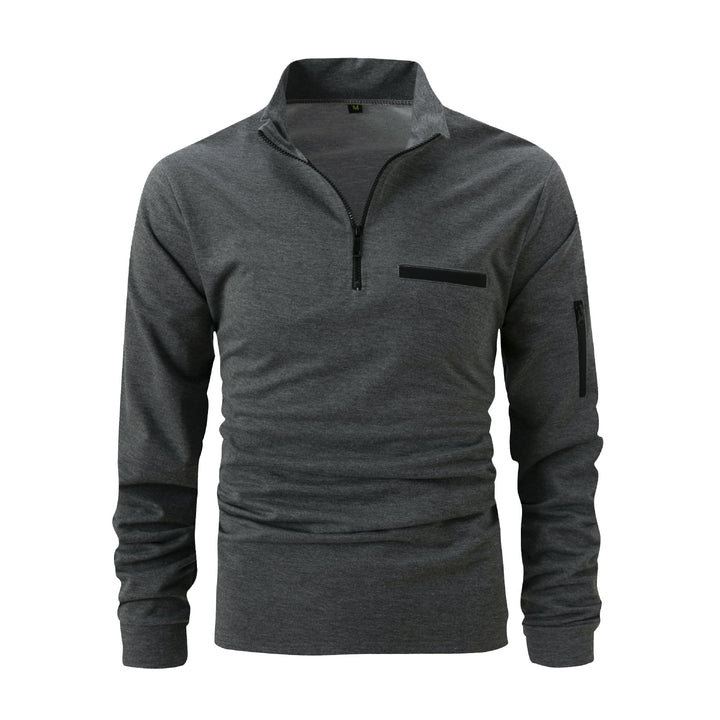 Herrer sweatshirt med moderne ståkrave og praktiske lynlåslommer Stilla