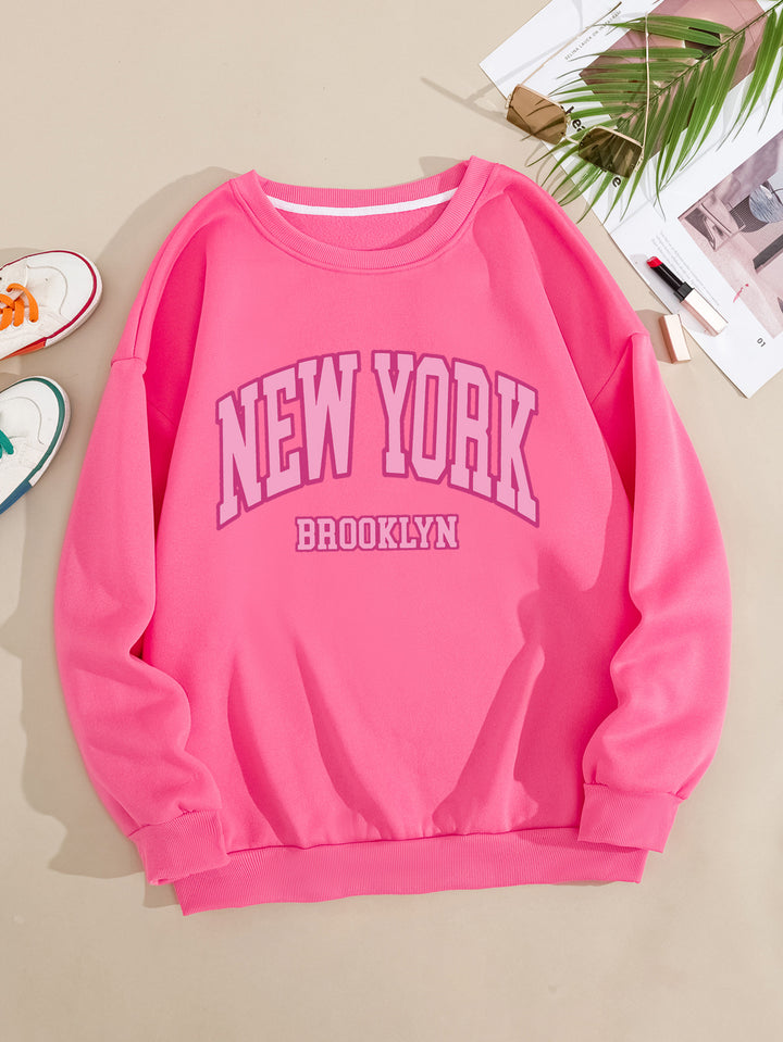 Kvindernes afslappede sweater med iøjnefaldende NYC print Skovae