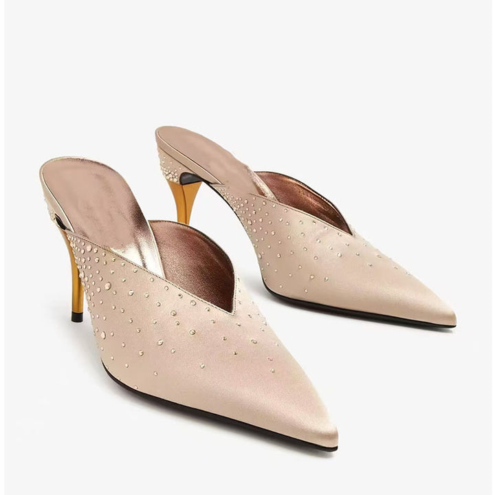 Dame elegante spidsede mules med strass-accenter Stilla