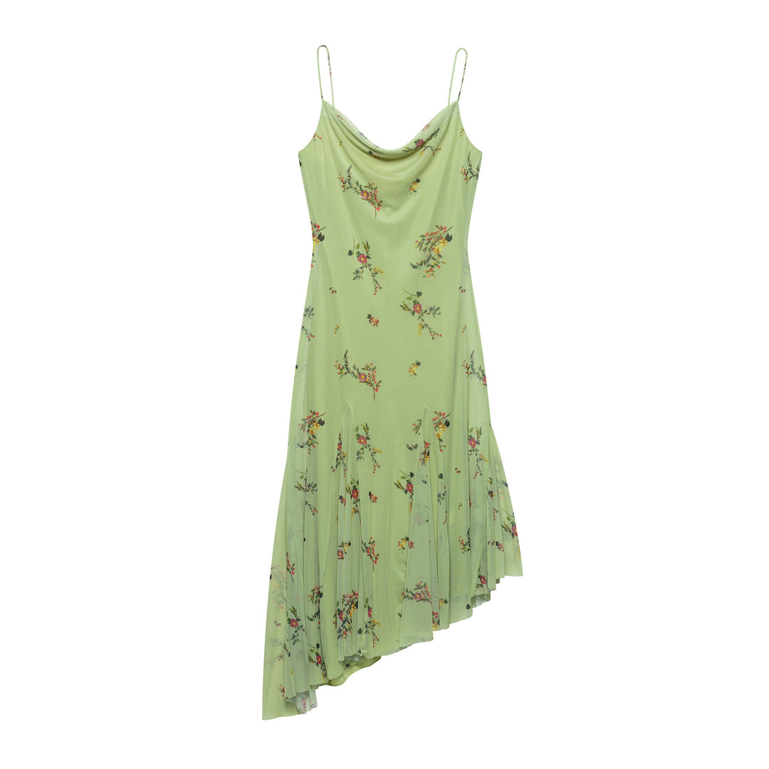 Dame Asymmetrisk Blomsterkjole Maxi med justerbare stropper Stilla