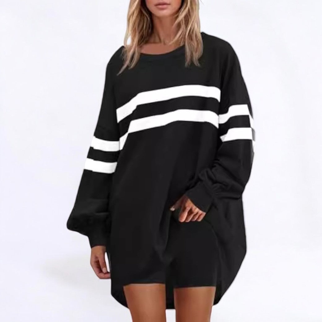Stilla | Trendy Strikket Pullover Med Sportslige Striber