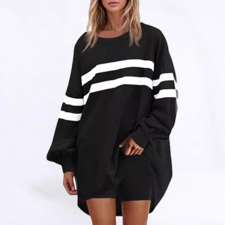 Stilla | Trendy Strikket Pullover Med Sportslige Striber
