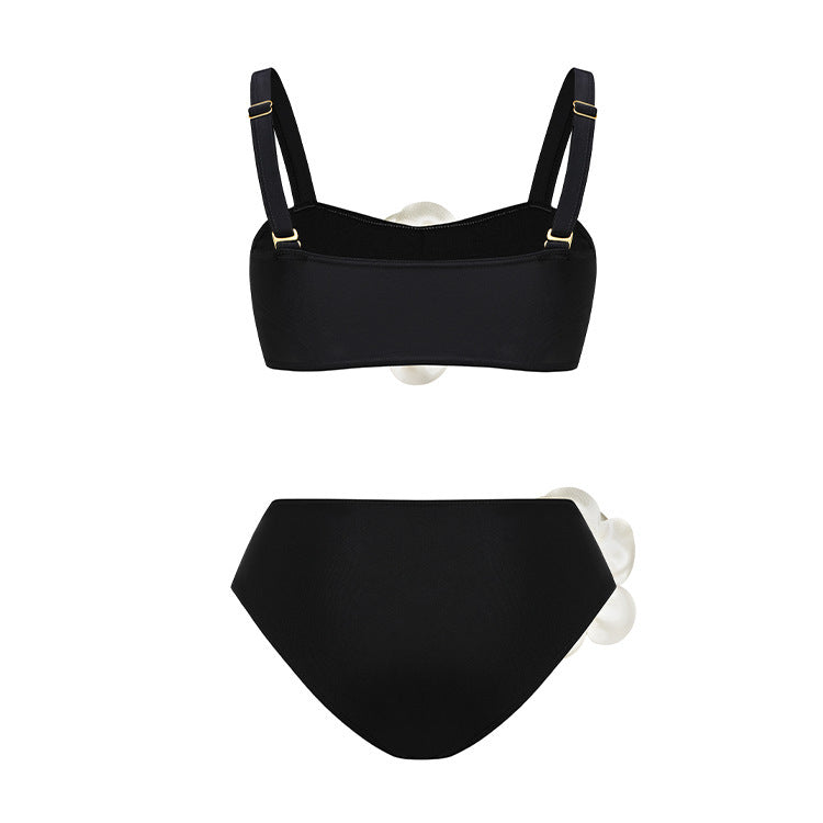 Dame bikini-sæt med sarte blomsterapplikationer og elegant høj talje-snit Stilla