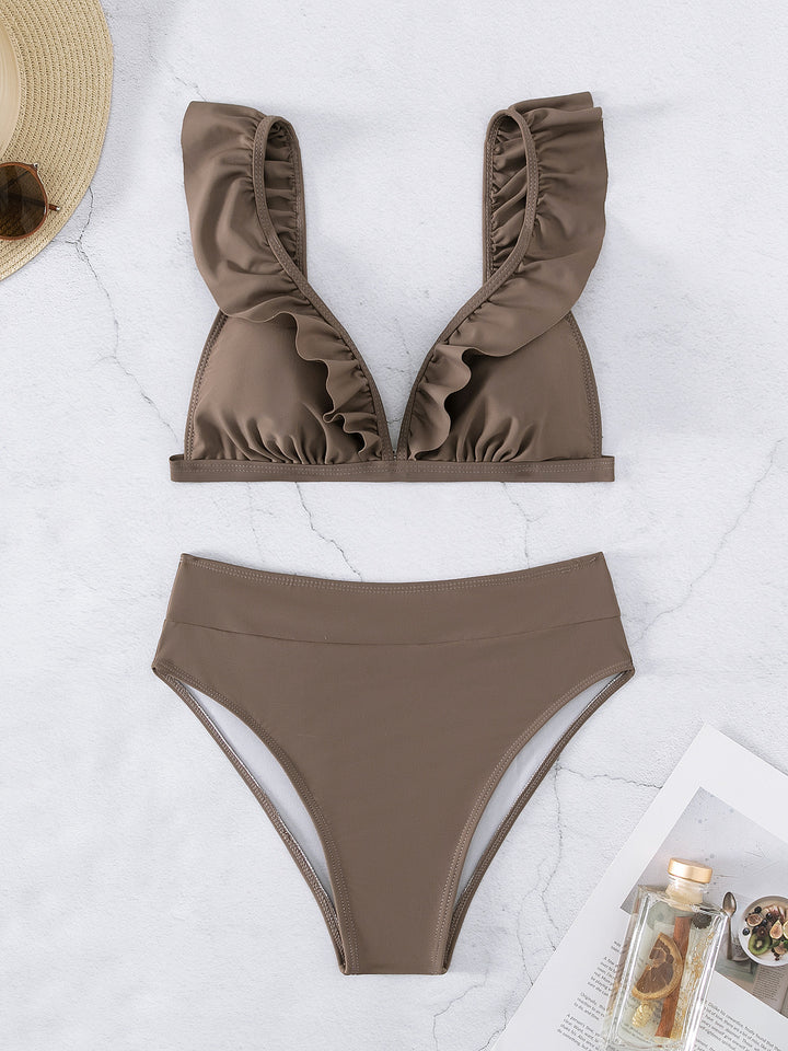 Dame Bikini top med trendy flæsedetaljer og høj benudskæring Stilla