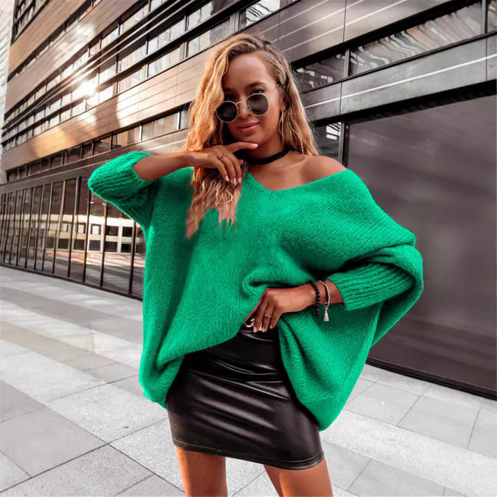 Dame Oversized Strikpullover med asymmetrisk design og afslappet snit Stilla