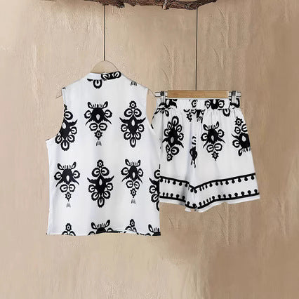 Dame Ærmeløs Trykt Loungewear Sæt Stilla
