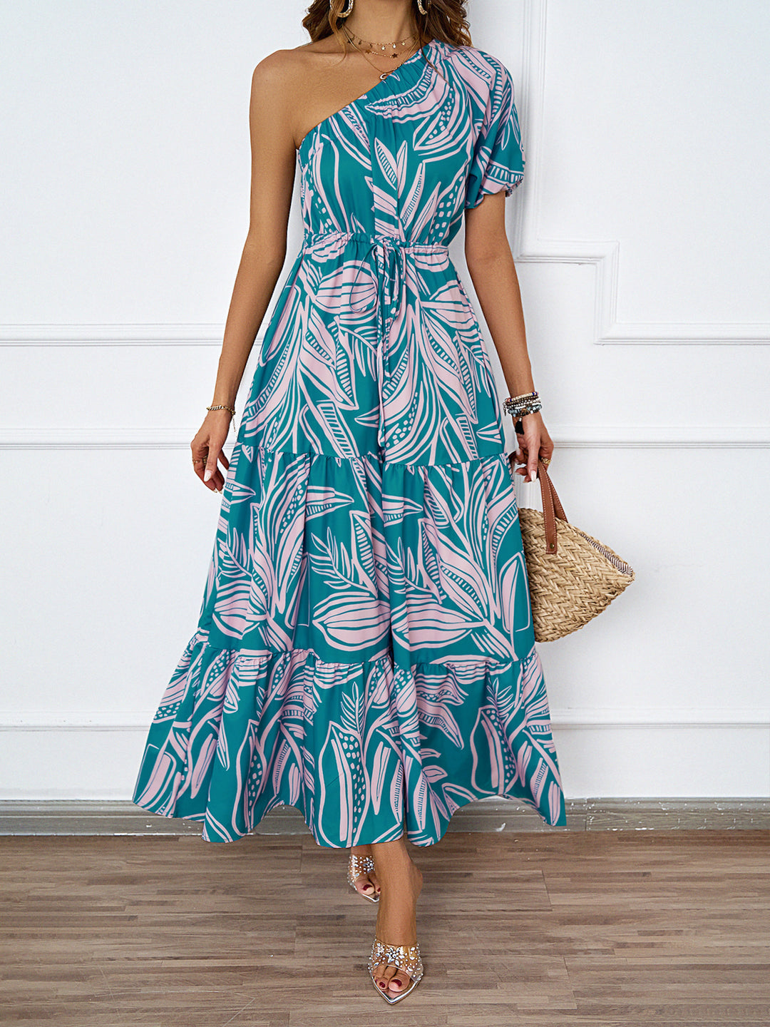 Damer Sommer Maxi Kjole med Asymmetrisk Snit og Blomsterdesign Stilla