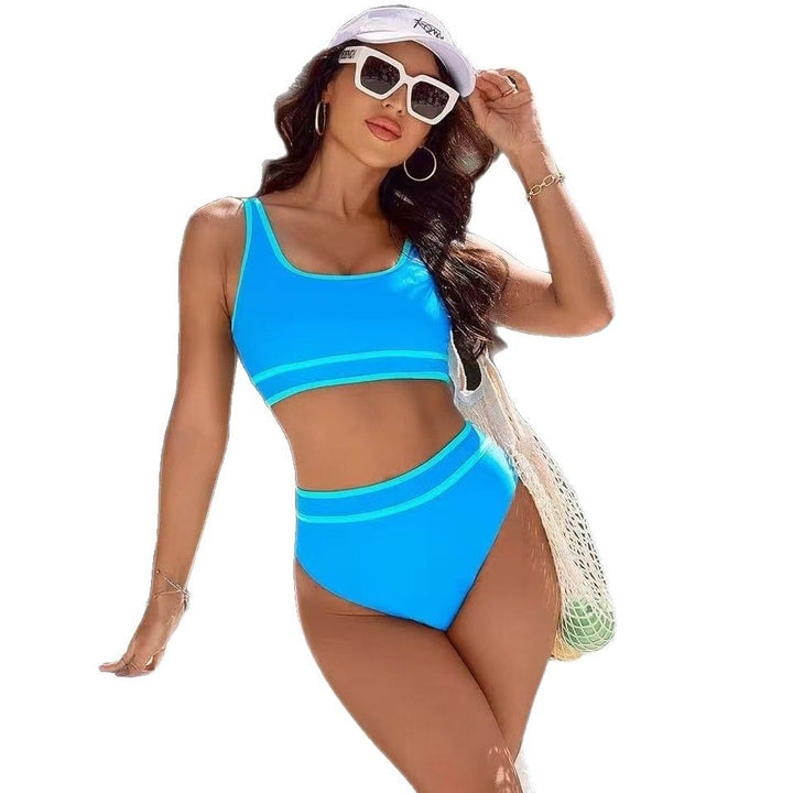 Dame Højtalje-Bikini-Sæt med brede stropper og sporty design Stilla