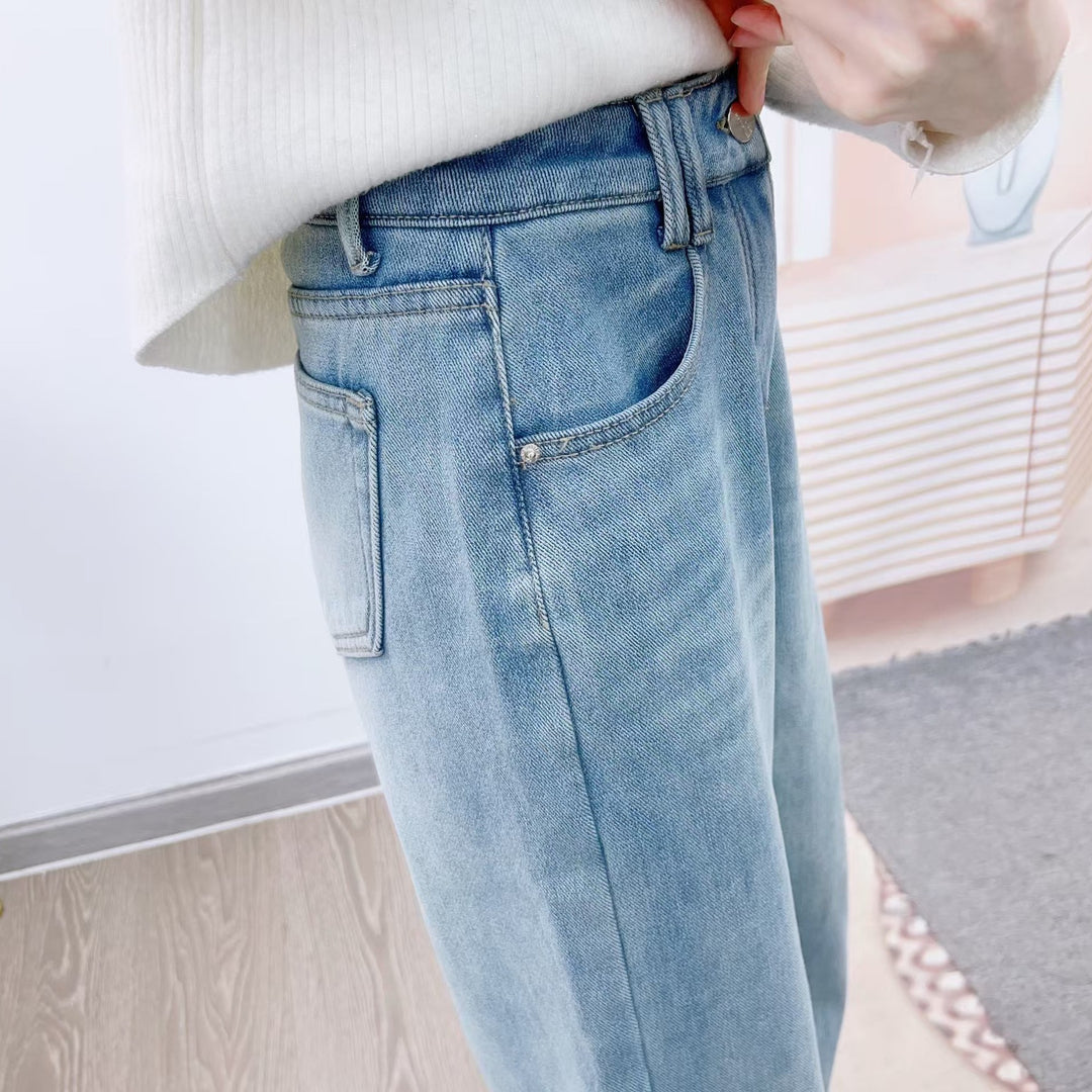 Dame Bred High-Waist Jeans med afslappet pasform og frisk denim-look Stilla